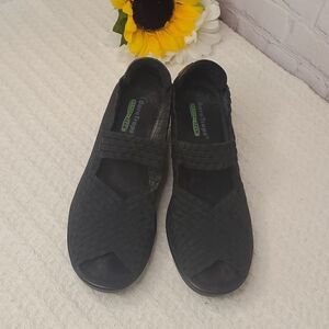 BareTraps Memory Foam  Wedge Elastic Woven Black Shoes-Size 8